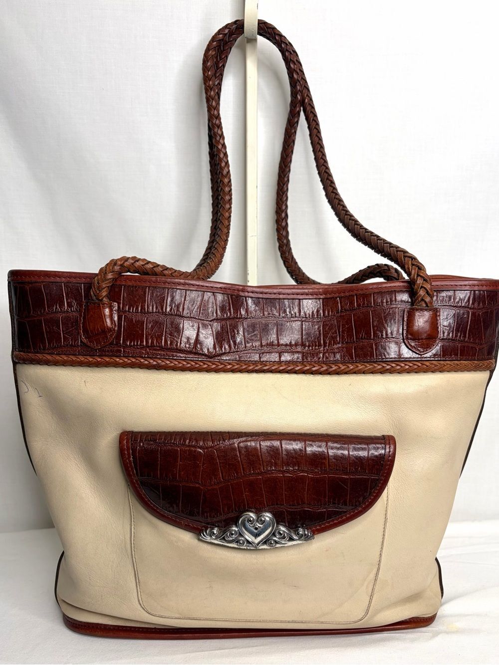Vintage Brighton Cream colored Leather Tote/shoulder Bag
